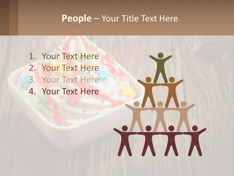 A Bowl Of Ice Cream With Sprinkles On A Wooden Table PowerPoint Template
