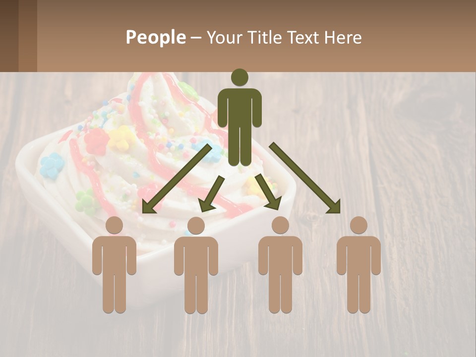 A Bowl Of Ice Cream With Sprinkles On A Wooden Table PowerPoint Template