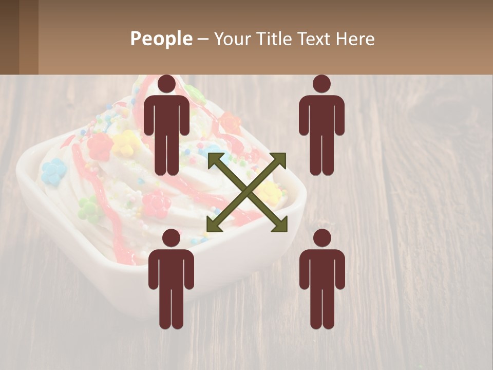 A Bowl Of Ice Cream With Sprinkles On A Wooden Table PowerPoint Template