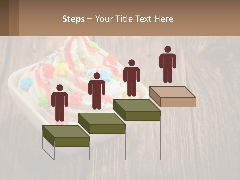 A Bowl Of Ice Cream With Sprinkles On A Wooden Table PowerPoint Template