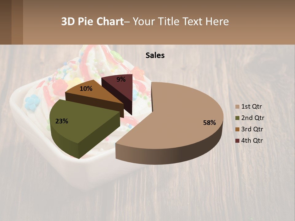A Bowl Of Ice Cream With Sprinkles On A Wooden Table PowerPoint Template
