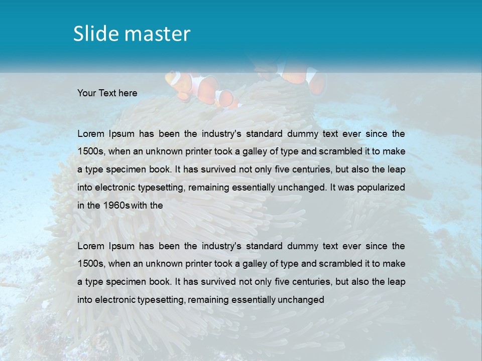 Two Clown Fish On A Coral Powerpoint Template PowerPoint Template