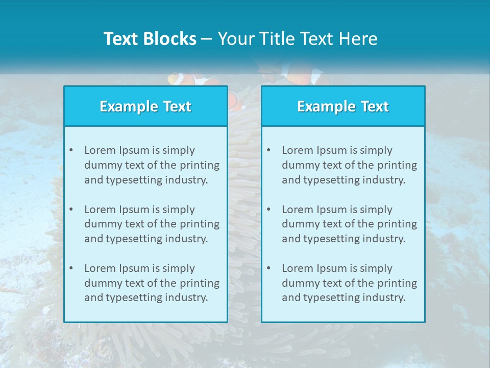 Two Clown Fish On A Coral Powerpoint Template PowerPoint Template