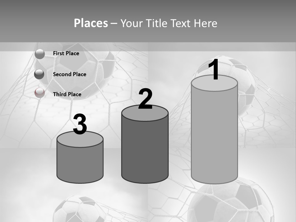 A Black And White Photo Of A Soccer Ball In A Net PowerPoint Template