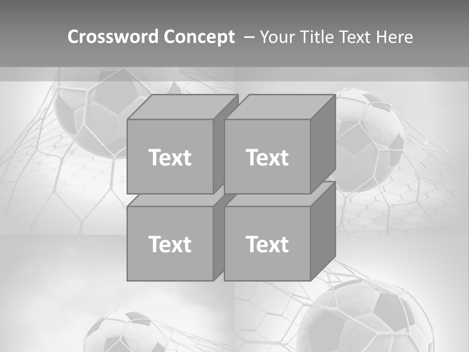 A Black And White Photo Of A Soccer Ball In A Net PowerPoint Template