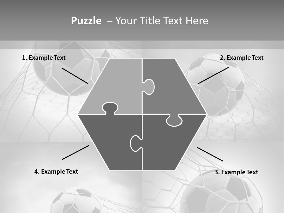 A Black And White Photo Of A Soccer Ball In A Net PowerPoint Template