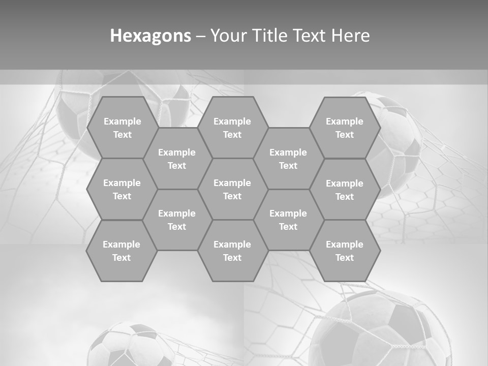 A Black And White Photo Of A Soccer Ball In A Net PowerPoint Template