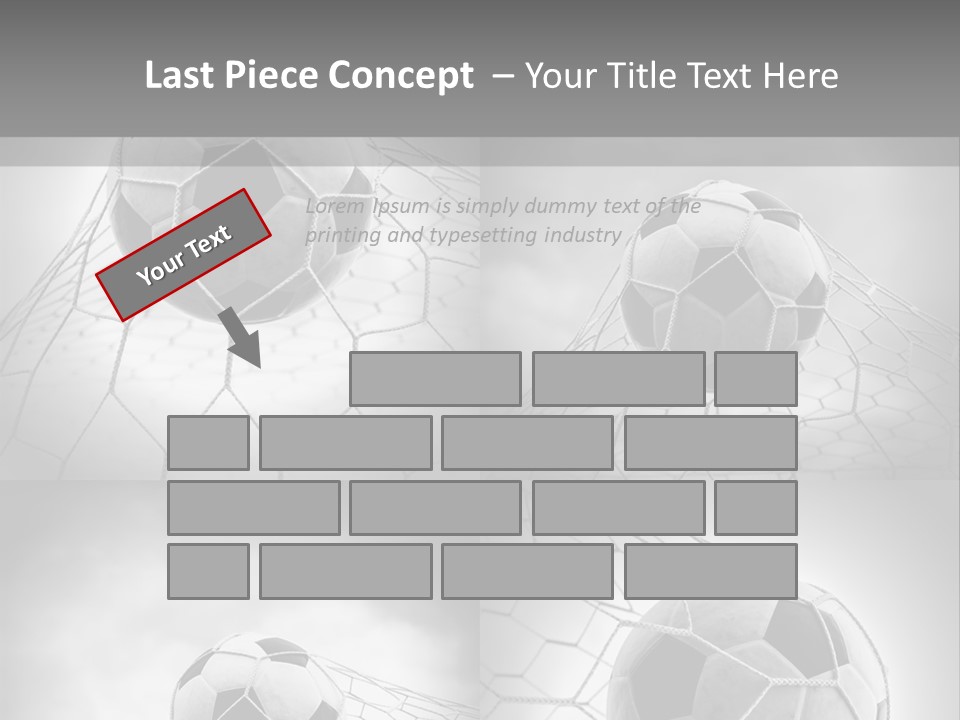 A Black And White Photo Of A Soccer Ball In A Net PowerPoint Template