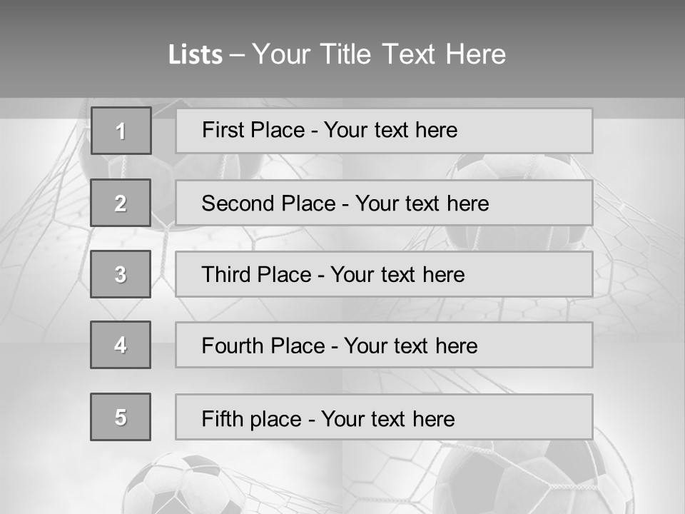 A Black And White Photo Of A Soccer Ball In A Net PowerPoint Template