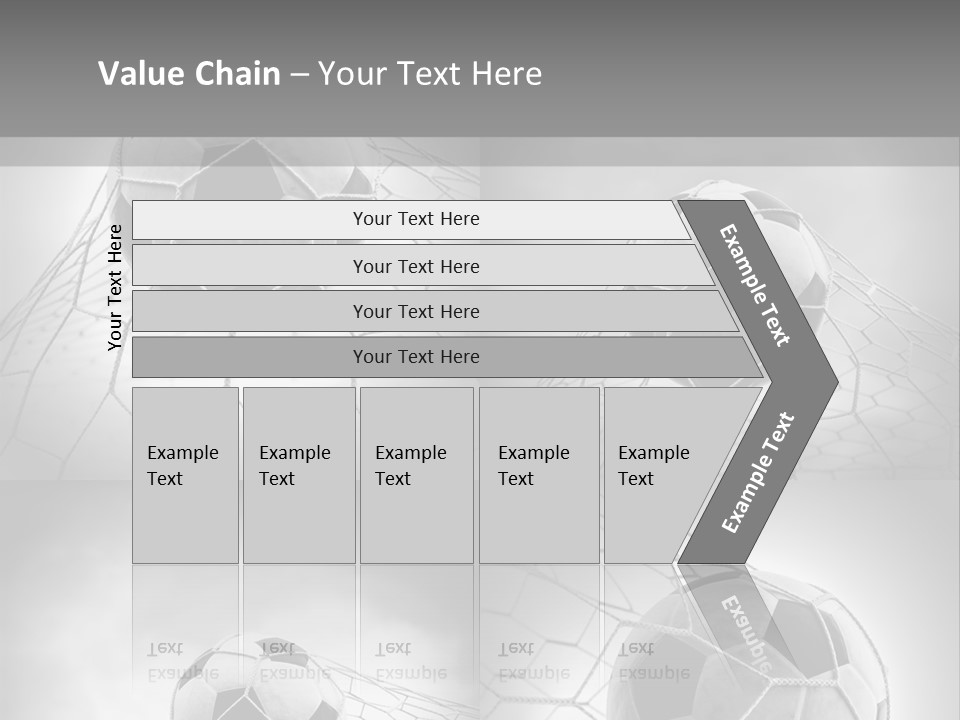 A Black And White Photo Of A Soccer Ball In A Net PowerPoint Template