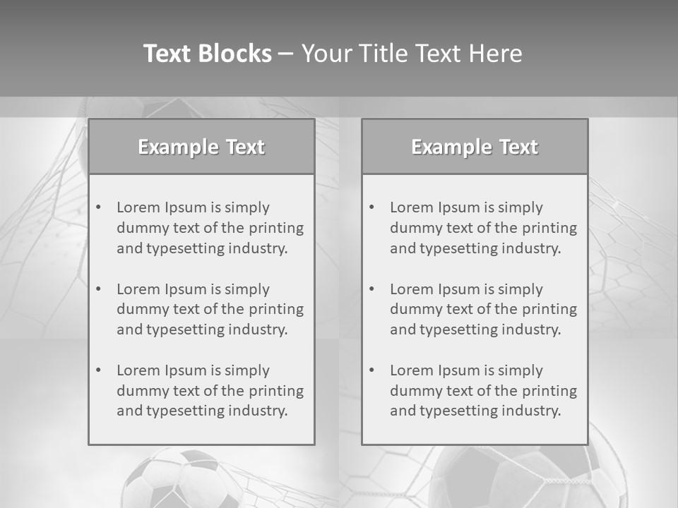 A Black And White Photo Of A Soccer Ball In A Net PowerPoint Template