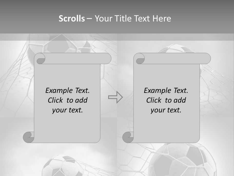 A Black And White Photo Of A Soccer Ball In A Net PowerPoint Template
