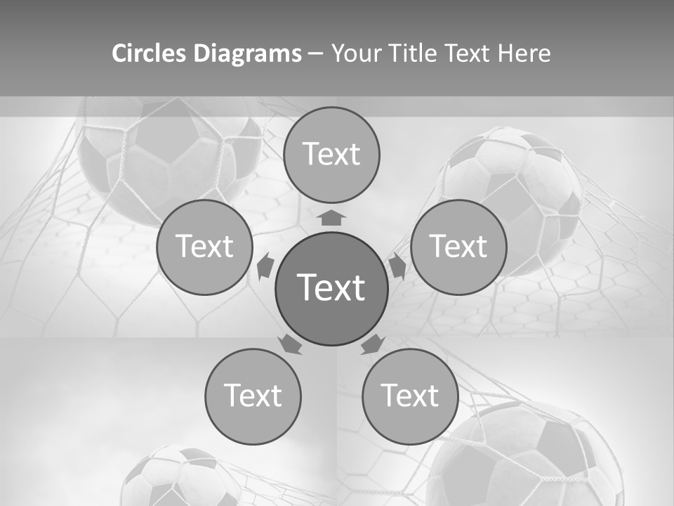 A Black And White Photo Of A Soccer Ball In A Net PowerPoint Template
