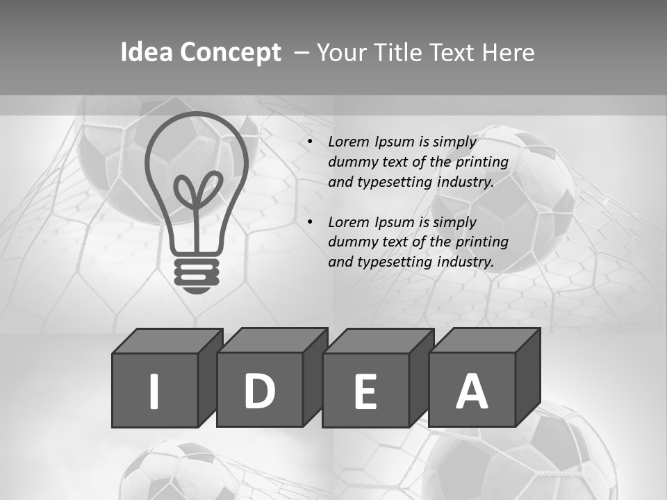 A Black And White Photo Of A Soccer Ball In A Net PowerPoint Template