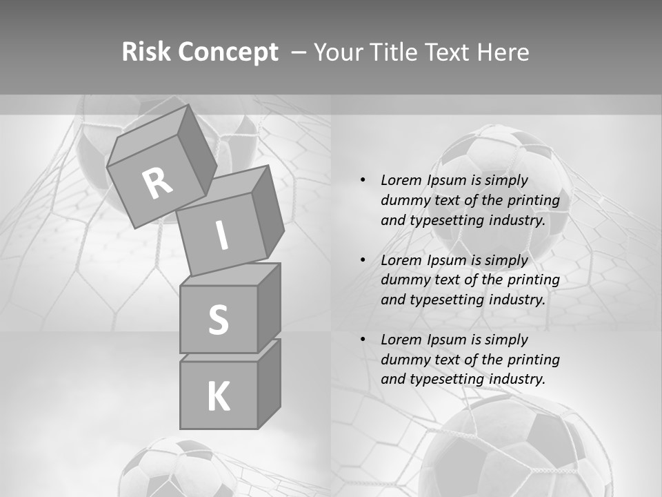 A Black And White Photo Of A Soccer Ball In A Net PowerPoint Template