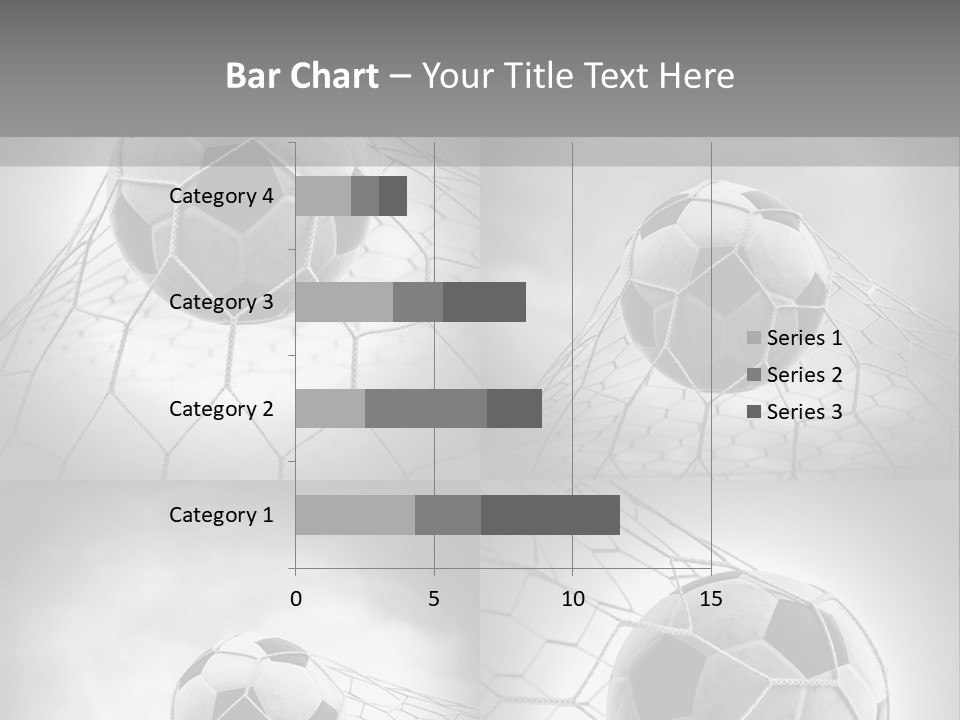 A Black And White Photo Of A Soccer Ball In A Net PowerPoint Template