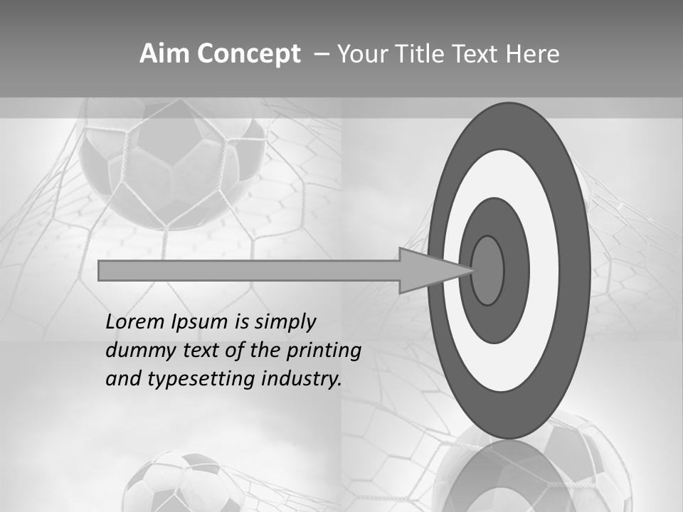 A Black And White Photo Of A Soccer Ball In A Net PowerPoint Template