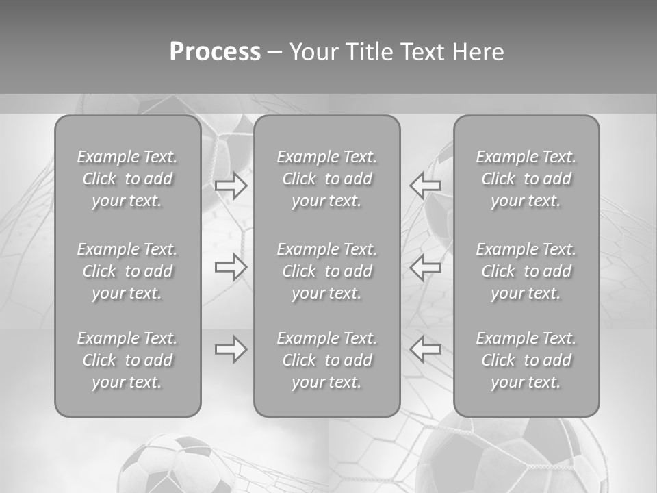 A Black And White Photo Of A Soccer Ball In A Net PowerPoint Template