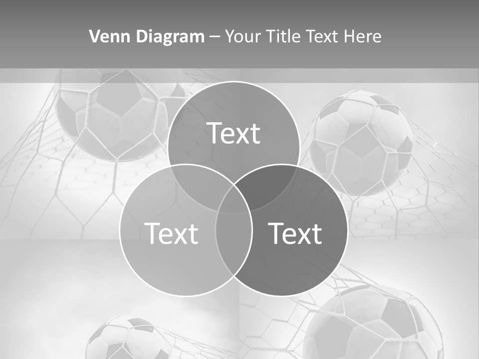 A Black And White Photo Of A Soccer Ball In A Net PowerPoint Template