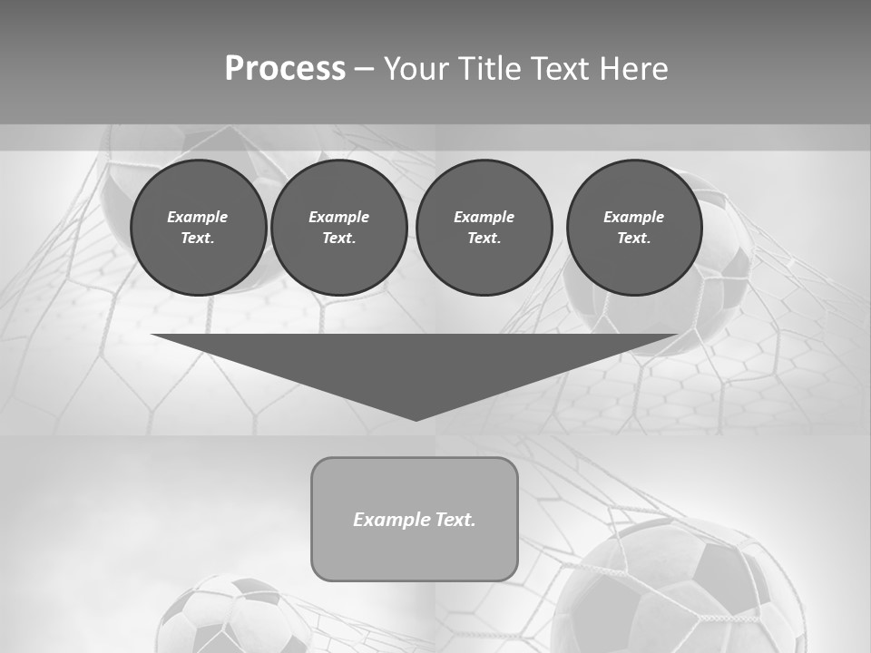 A Black And White Photo Of A Soccer Ball In A Net PowerPoint Template