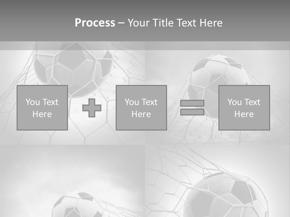 A Black And White Photo Of A Soccer Ball In A Net PowerPoint Template