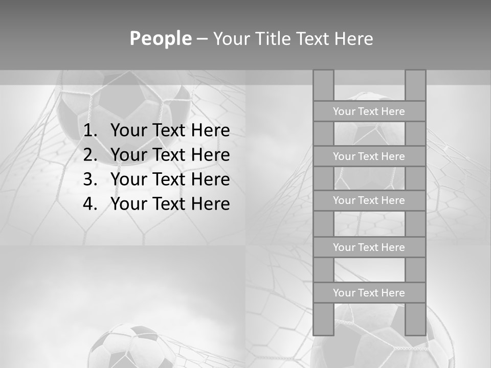 A Black And White Photo Of A Soccer Ball In A Net PowerPoint Template