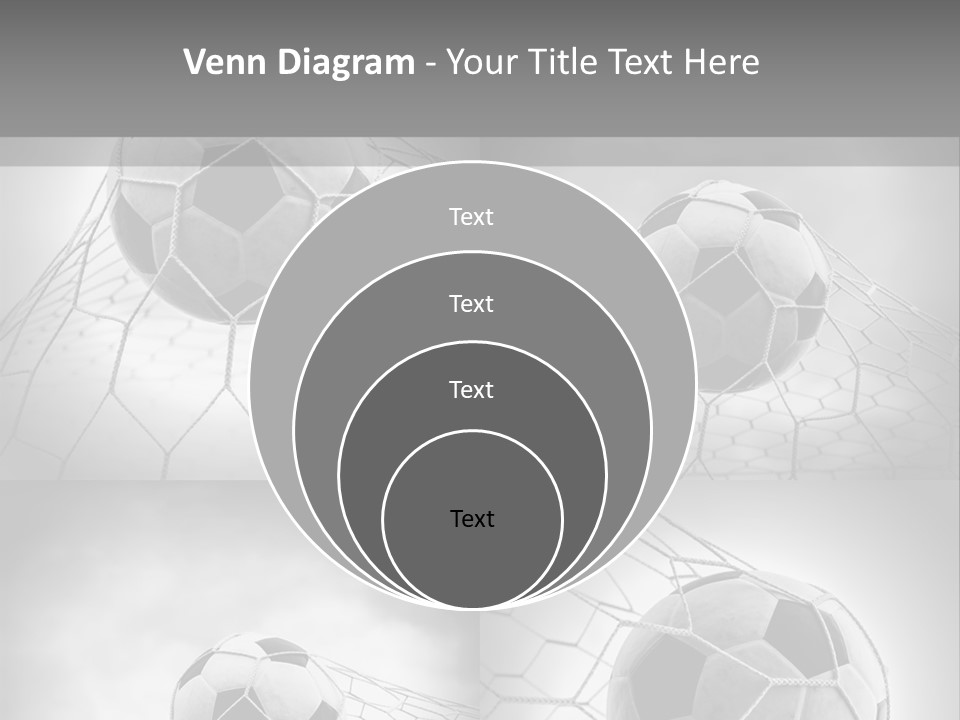 A Black And White Photo Of A Soccer Ball In A Net PowerPoint Template