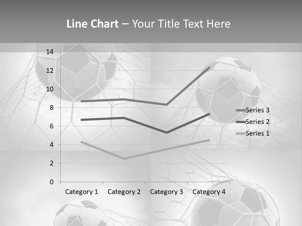 A Black And White Photo Of A Soccer Ball In A Net PowerPoint Template
