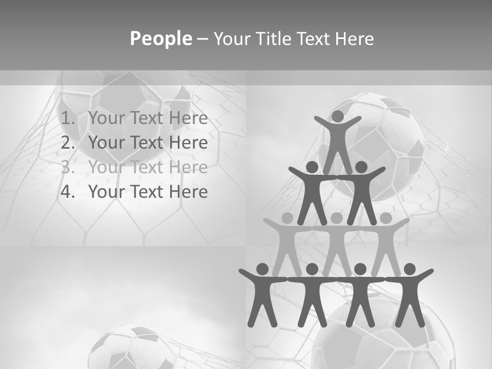 A Black And White Photo Of A Soccer Ball In A Net PowerPoint Template