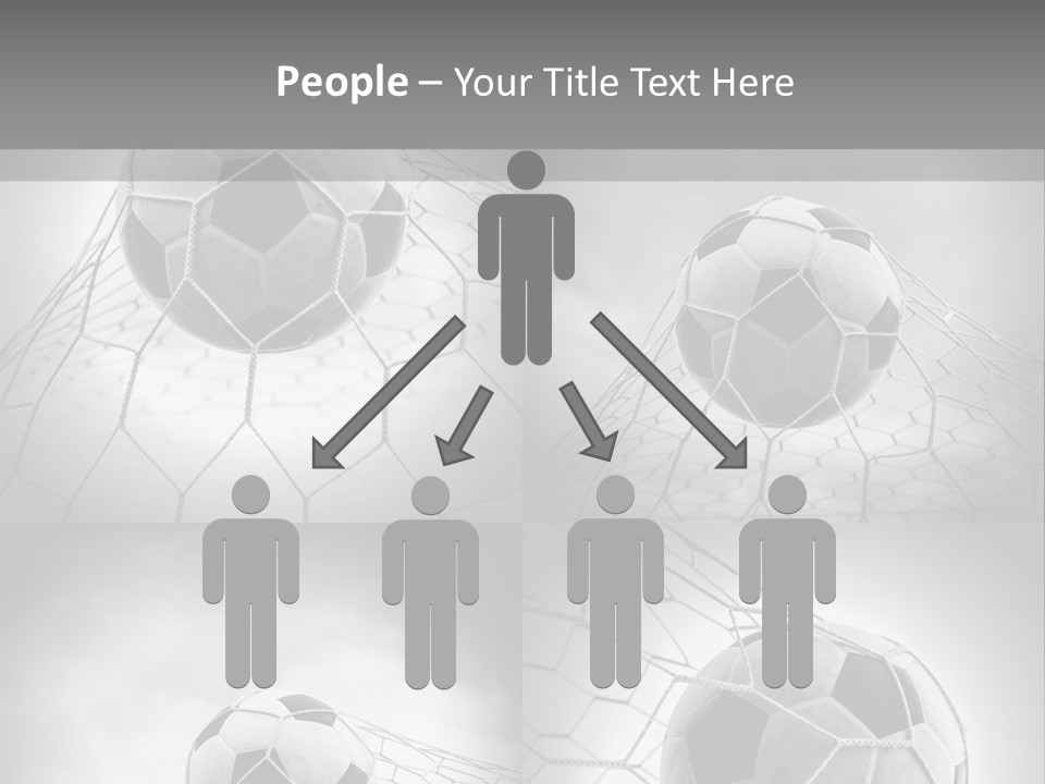 A Black And White Photo Of A Soccer Ball In A Net PowerPoint Template