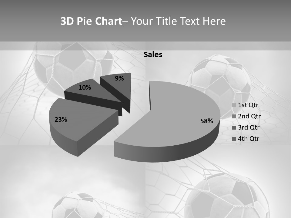 A Black And White Photo Of A Soccer Ball In A Net PowerPoint Template
