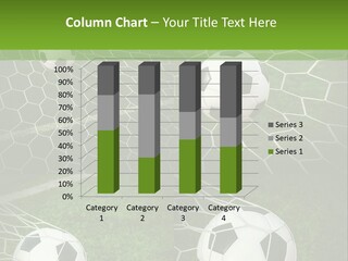Three Soccer Balls In The Net Of A Soccer Field PowerPoint Template