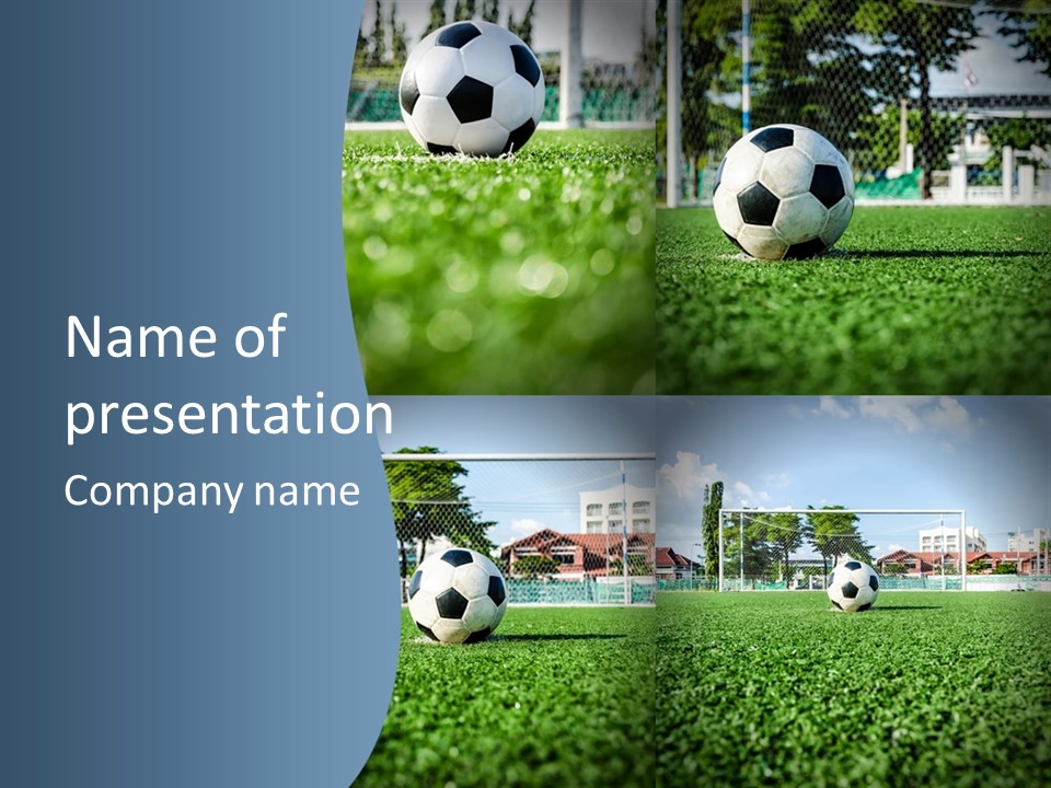 A Soccer Ball Sitting On Top Of A Lush Green Field PowerPoint Template