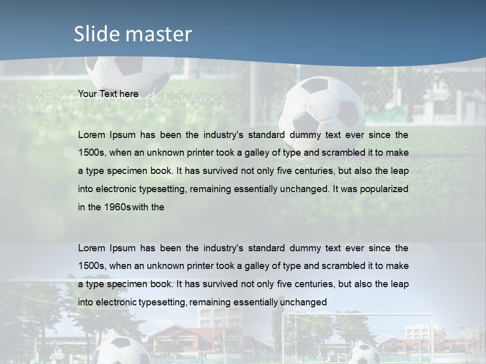 A Soccer Ball Sitting On Top Of A Lush Green Field PowerPoint Template