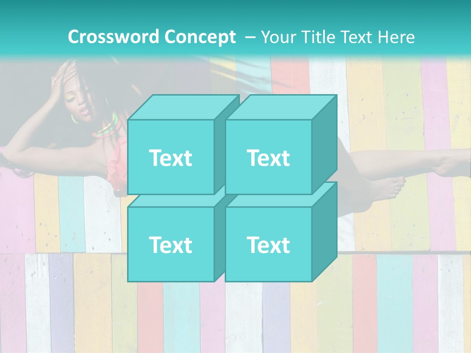 A Woman In A Bikini Laying On A Colorful Wall PowerPoint Template