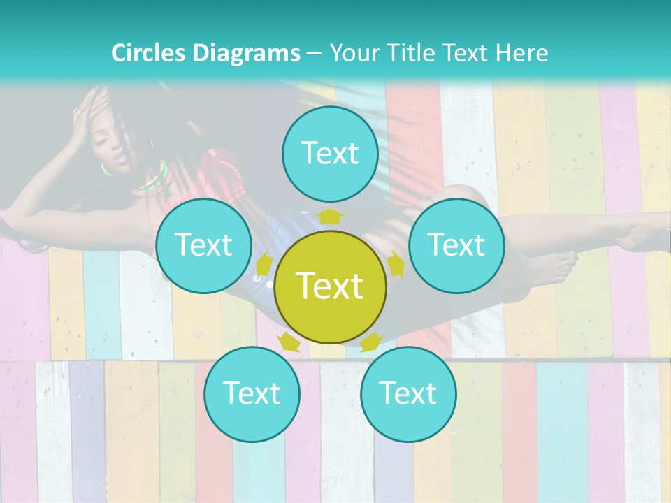 A Woman In A Bikini Laying On A Colorful Wall PowerPoint Template