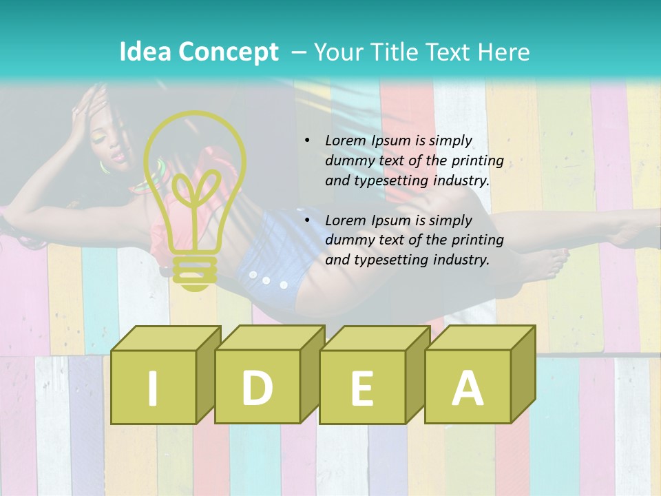 A Woman In A Bikini Laying On A Colorful Wall PowerPoint Template