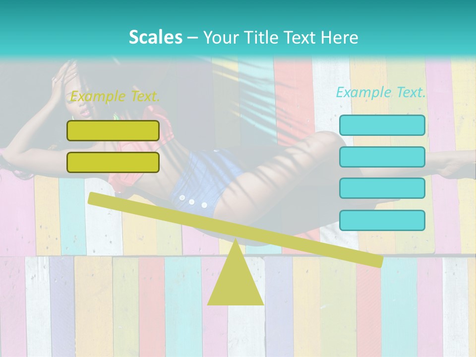 A Woman In A Bikini Laying On A Colorful Wall PowerPoint Template