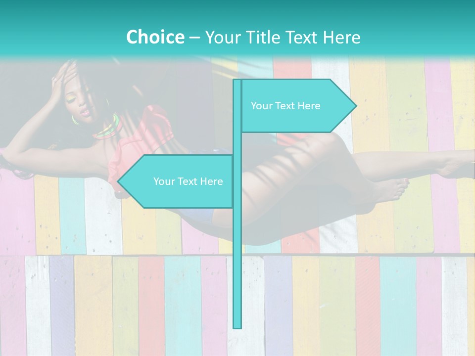 A Woman In A Bikini Laying On A Colorful Wall PowerPoint Template
