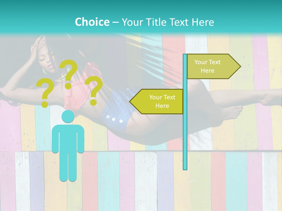 A Woman In A Bikini Laying On A Colorful Wall PowerPoint Template