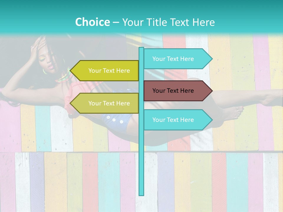 A Woman In A Bikini Laying On A Colorful Wall PowerPoint Template