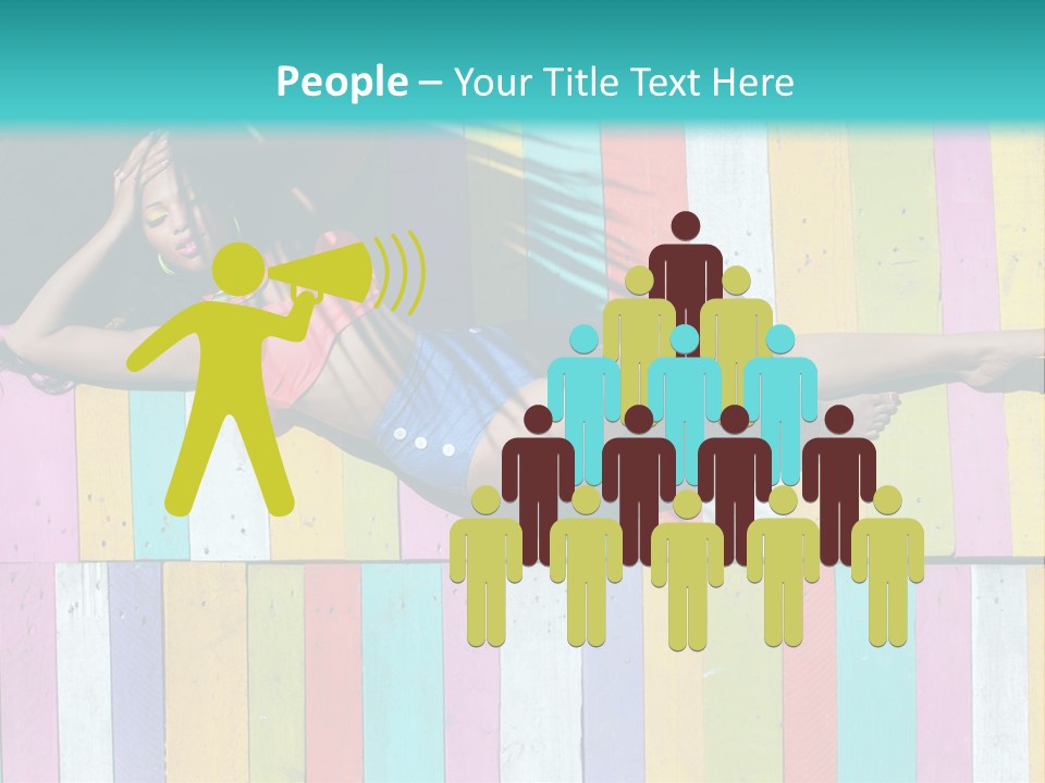 A Woman In A Bikini Laying On A Colorful Wall PowerPoint Template