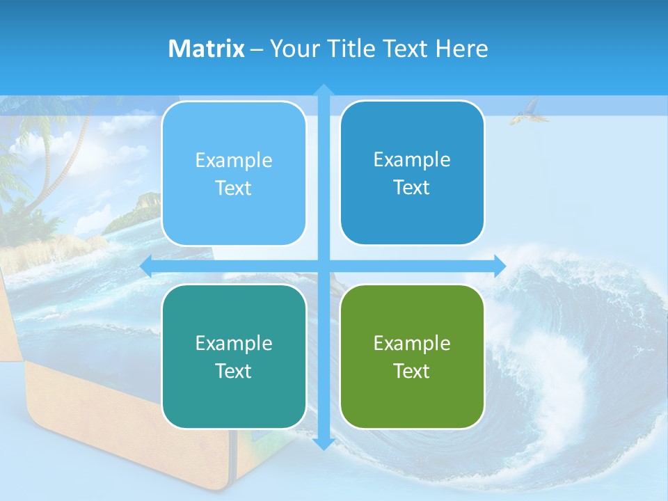 An Open Book With A Picture Of A Beach On It PowerPoint Template