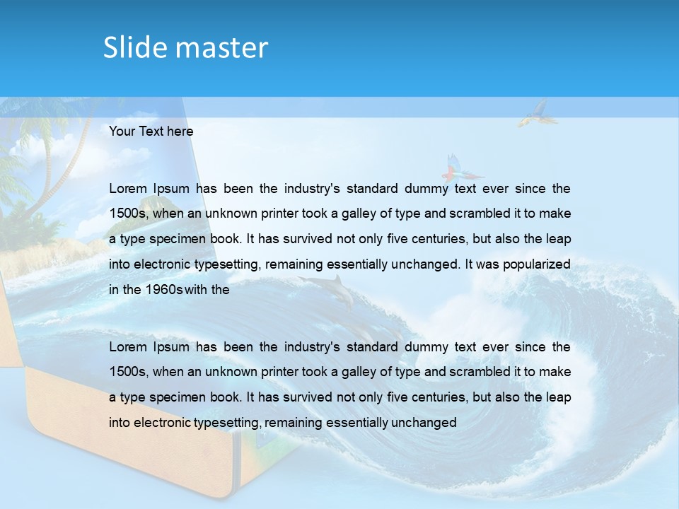 An Open Book With A Picture Of A Beach On It PowerPoint Template