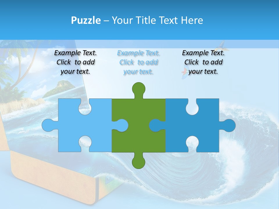 An Open Book With A Picture Of A Beach On It PowerPoint Template