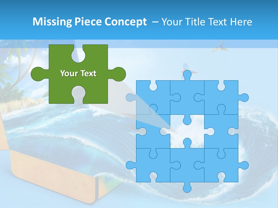 An Open Book With A Picture Of A Beach On It PowerPoint Template