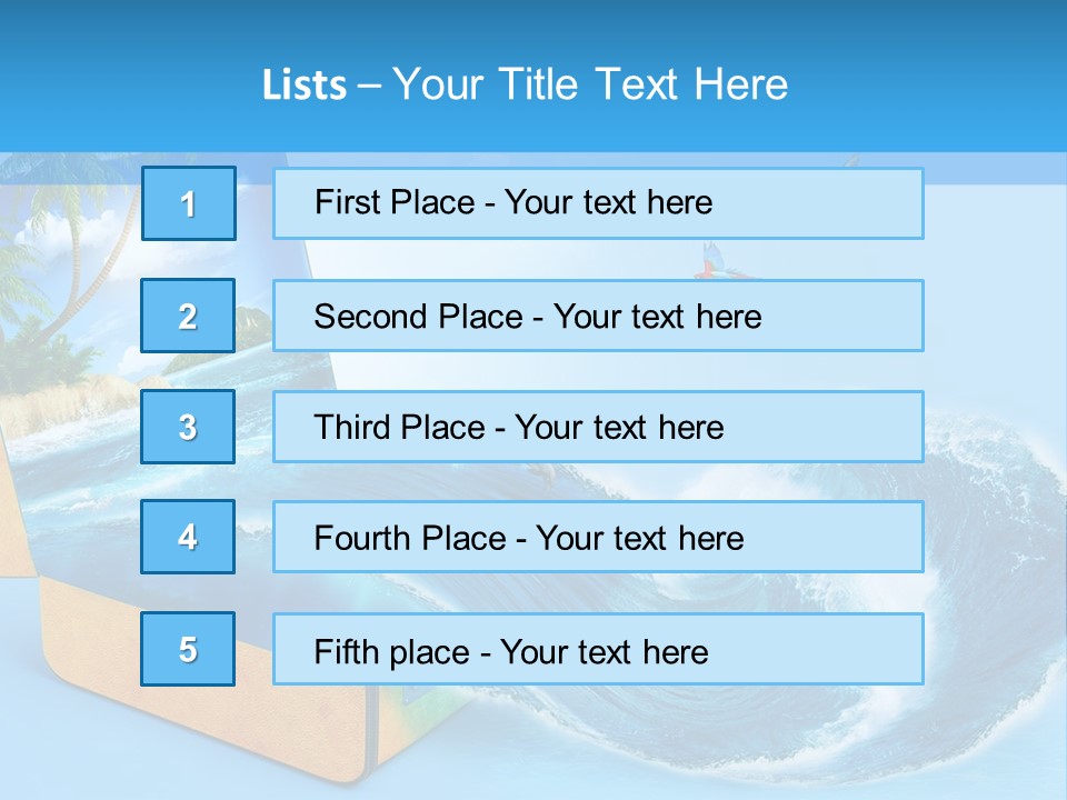 An Open Book With A Picture Of A Beach On It PowerPoint Template