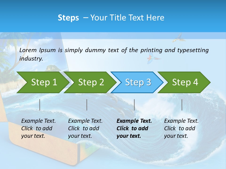 An Open Book With A Picture Of A Beach On It PowerPoint Template