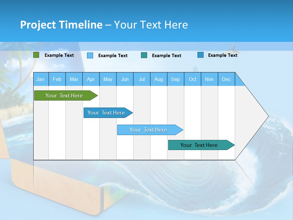 An Open Book With A Picture Of A Beach On It PowerPoint Template