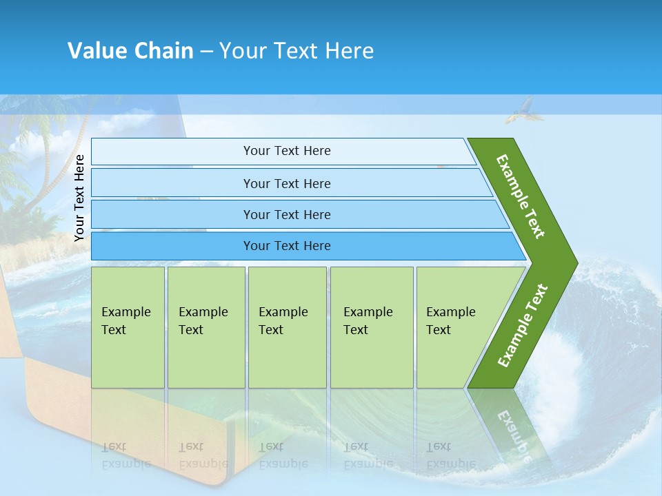 An Open Book With A Picture Of A Beach On It PowerPoint Template